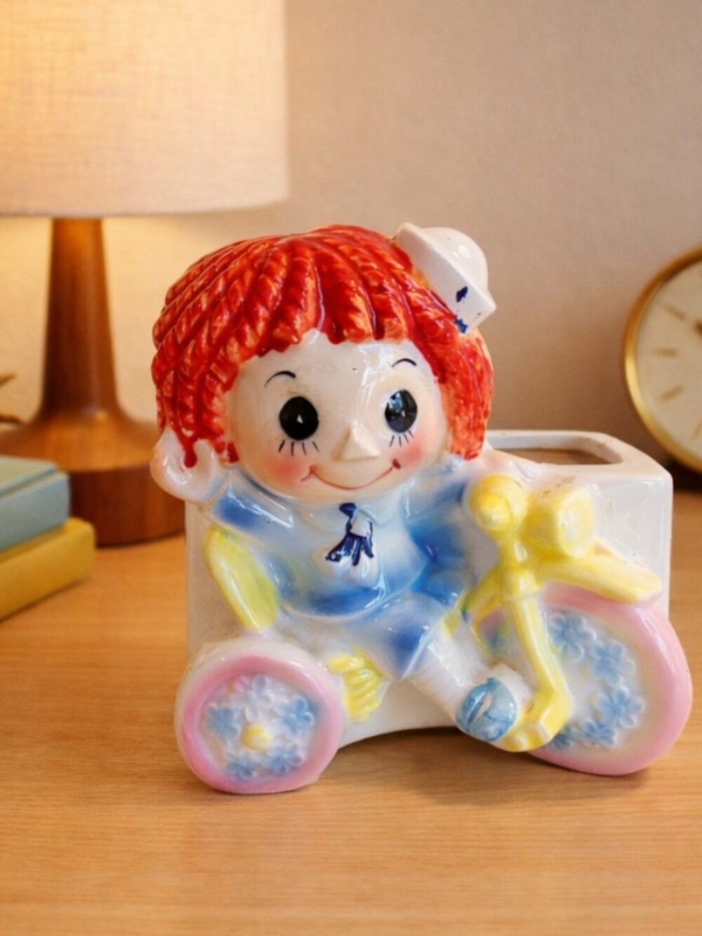 Vintage Relpo Raggedy Ann Ceramic Planter Cottagecore Mid-Century Nostalgia